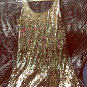 Gold fade into brown sequin mini dress